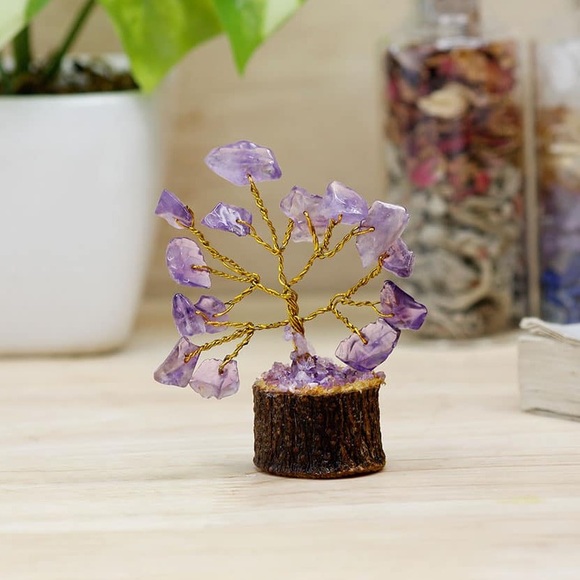 🆕New Natural Amethyst Crystal Gemstone Mini Crystal with Trunk Base - Picture 2 of 6